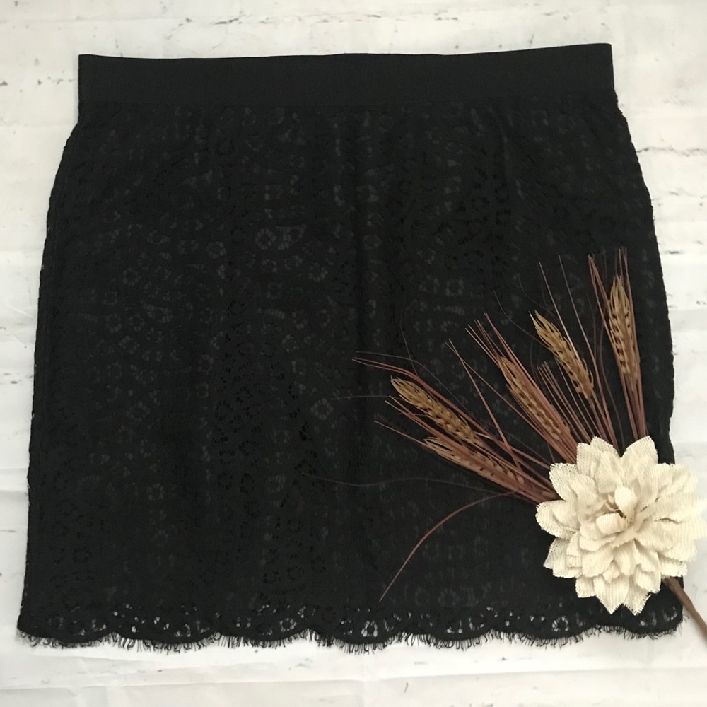 Joe Fresh Black Lace Lined Back Zipper Skirt 12 - Picture 1 of 4
